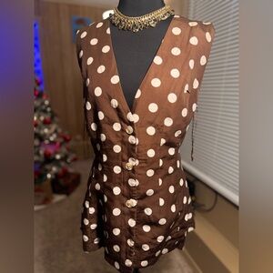 MABLE Brown Polka Dot Vest